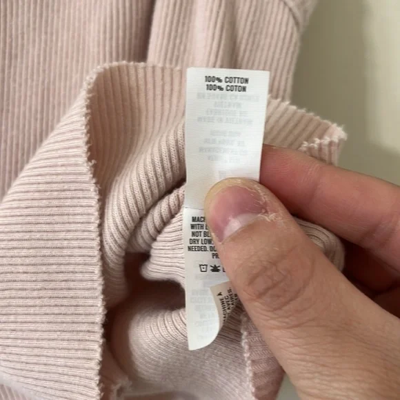 Aerie Blush Pink Halter Neck Ribbed Raw Hem Cropped Tank Top Size Medium - Picture 5 of 6